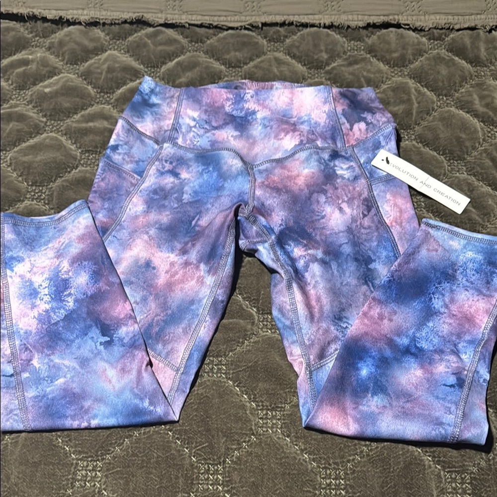 Evolution and Creation Cosmic Blue Pink Leggings